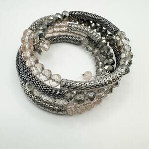 Simply Vera Vera Wang Silver Beaded Wrap Bracelet Grey Gray